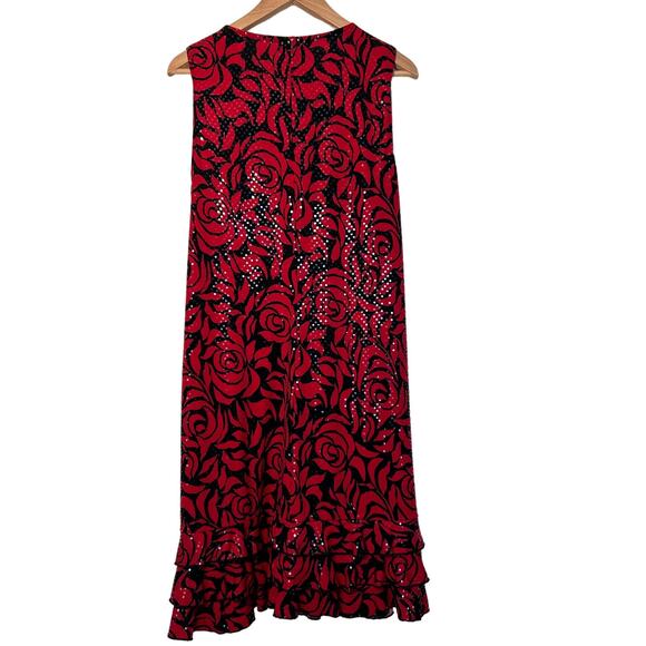 Lane Bryant Women's Dress Sequin Sparkle Red Black Sleeveless Ruched Collar - Picture 2 of 16